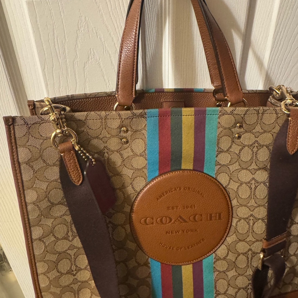 Coach Multicolor Stripe Signature Tote